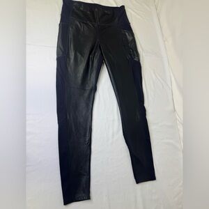 Athleta wonens Black Faux Leather-Look Performance Pants